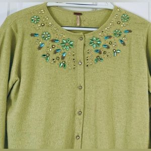 Free People Hand Embroidered Jeweled Sweater